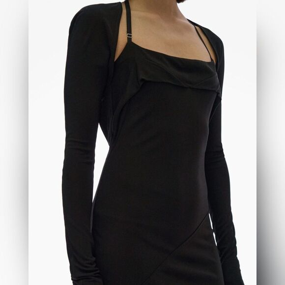NWT Helmut Lang Midi Cut Out Black Dress - Picture 11 of 14